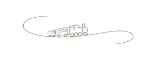 Minimalistische lijntekening van een trein op een sierlijke lijn